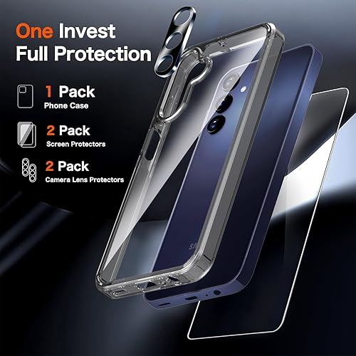 Miniatura 4 de Wiaocit Funda 5 en 1 para Samsung Galaxy A15 5G con 2 protectores de pantalla de vidrio templado + 2 protectores de lente de cámara, delgada, a