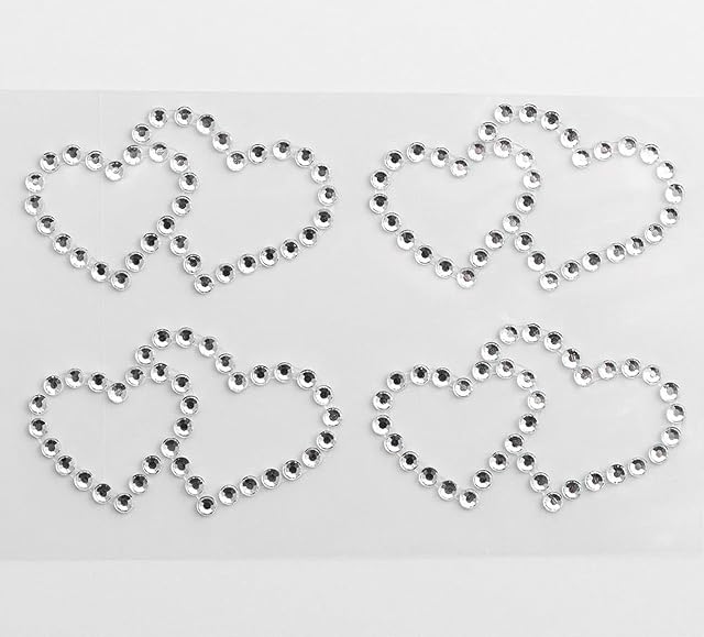 4.5cm Entwined Double Hearts - Self Adhesive Diamante Rhinestone Gem Craft Sticker (4 Pieces)