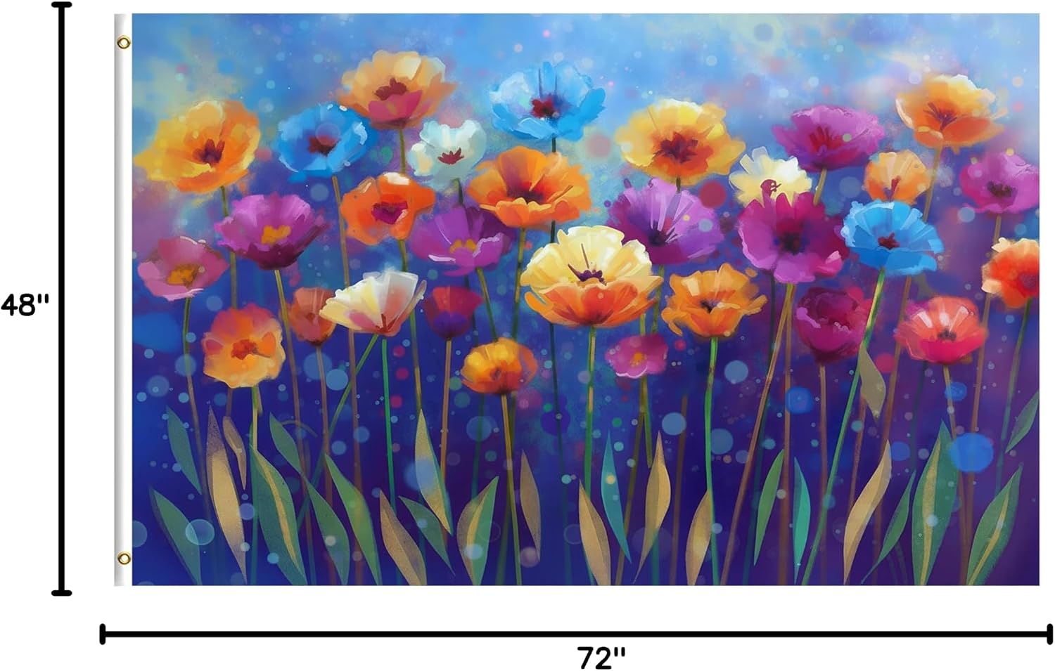 Watercolor Abstract Spring Seasonal Green Floral Daisy Flower 4x6 Feet Flag, Polyester Double Stitched with Brass Grommets 4 X 6 Ft Flag for Outdoor Indoor Home Decor