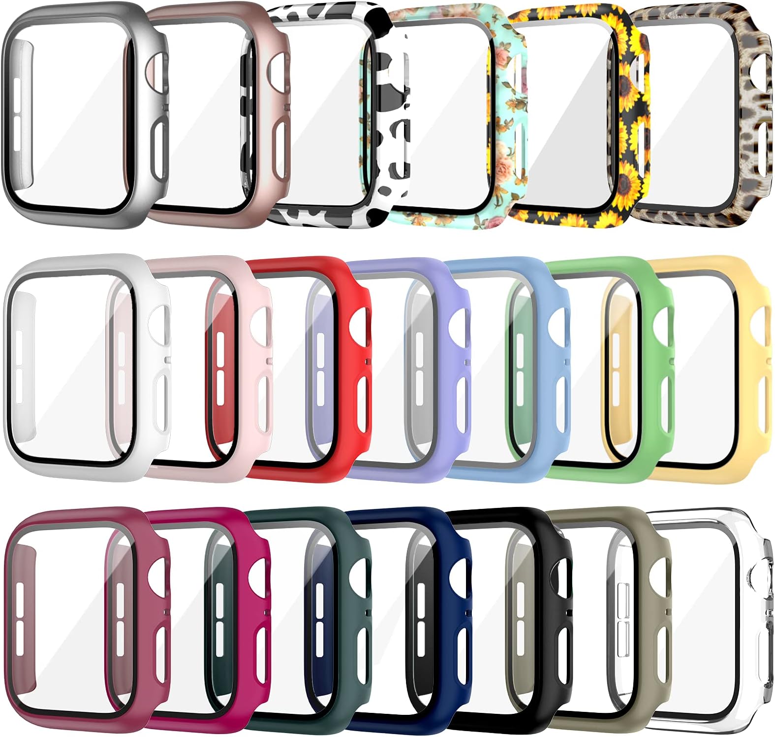 20 Pack Case for Apple Watch 42mm Series 3/2/1 with Tempered Glass Screen Protector, Haojavo Full Hard PC Ultra-Thin Scratch Resistant Bumper HD Protective Cover for iWatch Accessories