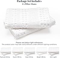 Vista 6 de PHF - Paquete de 2 fundas de almohada de 100% algodón, punto gofre, sin relleno, elegantes fundas decorativas para cama, sillón y sofá, 26 x 26