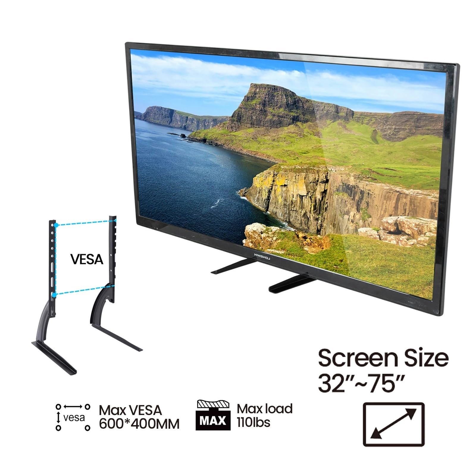 YCQYM Supporto TV per schermi Piatti e curvi LCD/LED/Plasma da 32-75 Pollici - Staffa Base piedistallo Regolabile Compatibile con TV BEISHI - Robusto ed Elegante