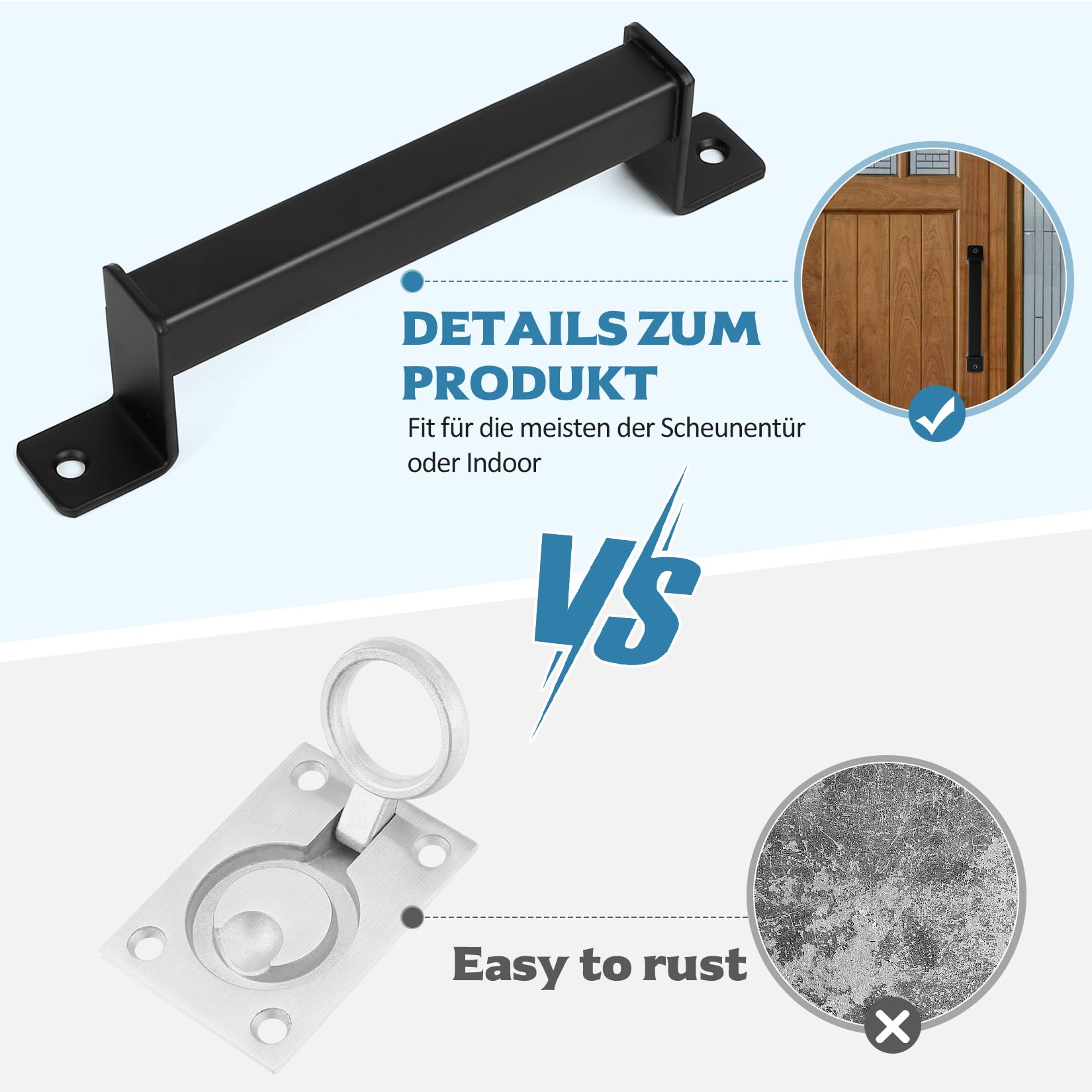 BATENGKEJI 2 Pcs Black Sliding Door Handles, Pull Handle, Pull Push Barn Door Handle - Image 4