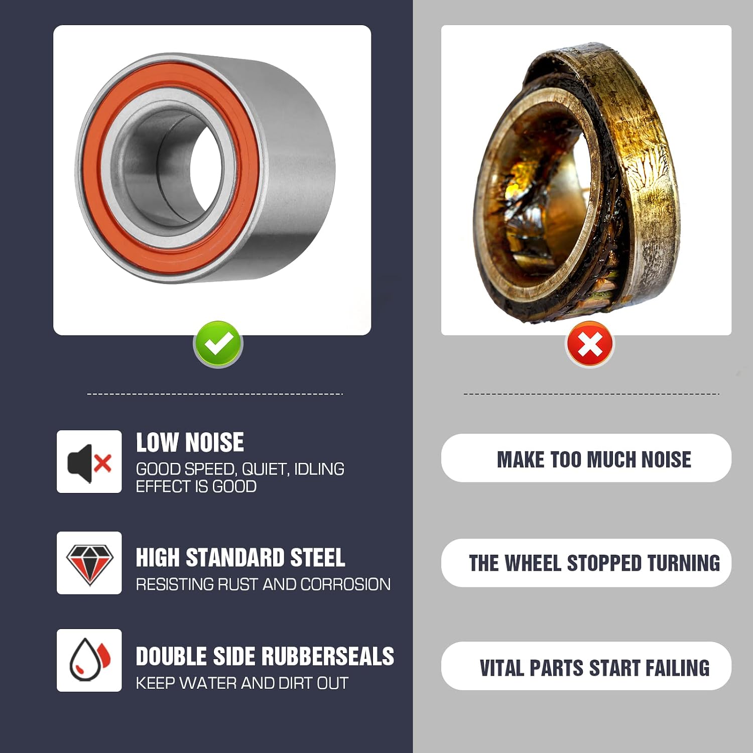 Front or Rear ATV Wheel Bearing for Can Am Outlander, Renegade, Commander, Defender MAX 400/450/500/570/650/800/850/1000, Replace for 293350040, 705400088, 293350118, 293350150, 1 Pcs