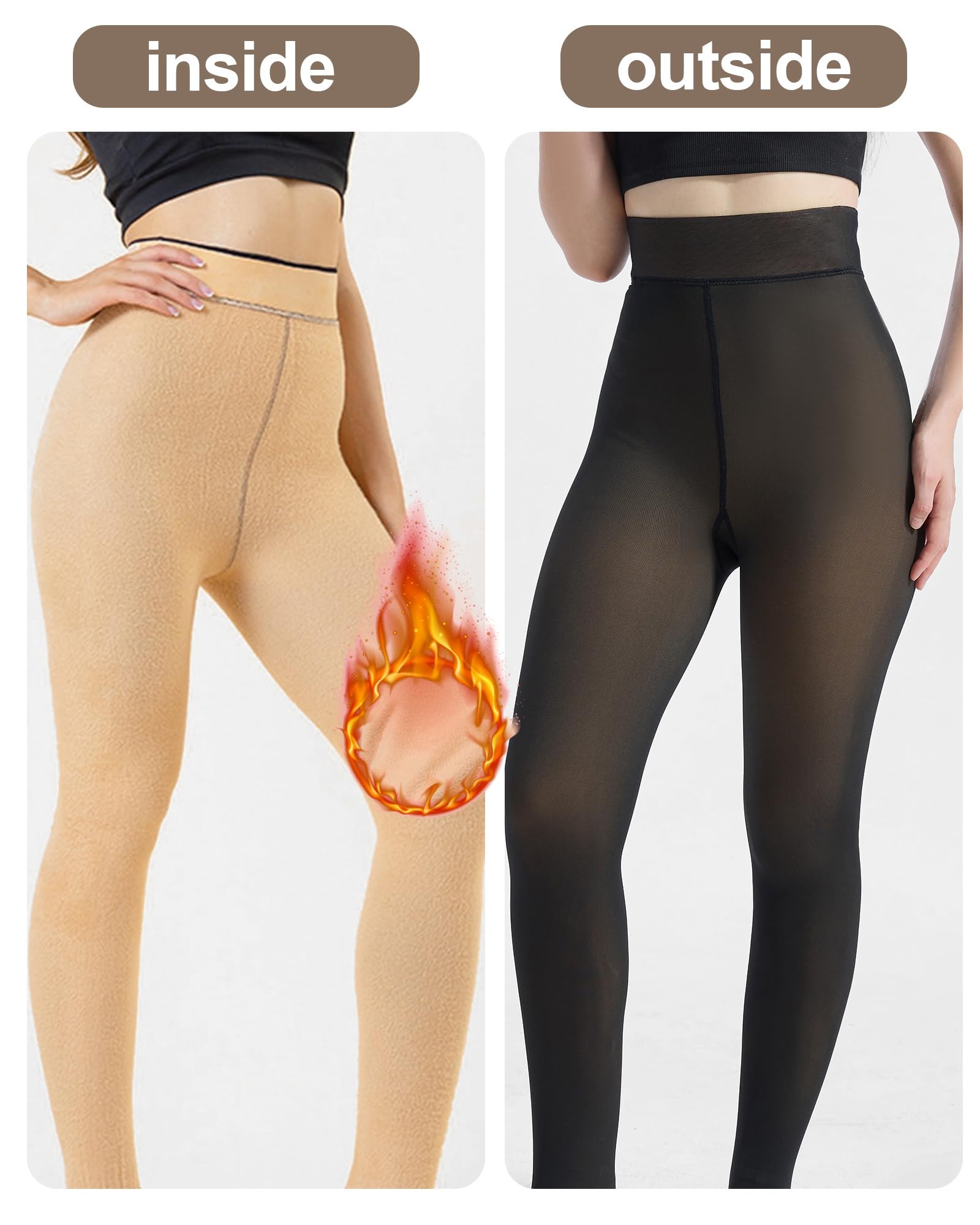 HOWIN Collant Termici Donna, Calzamaglia Termica Donna, Leggins Invernali, Collant Felpati, Fleece Tights