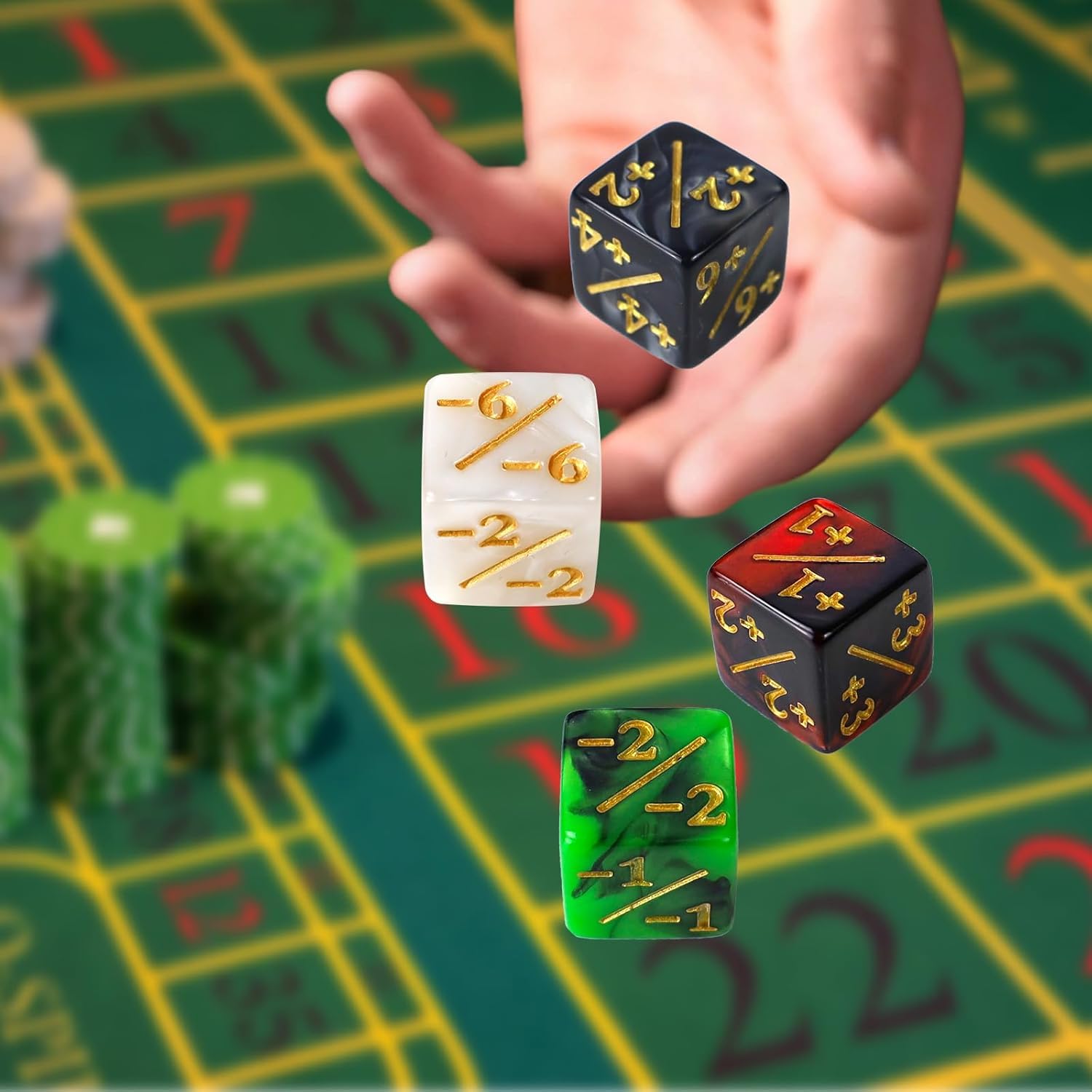 MTG Würfel Zähler, Magic Würfel 48 Stück, Zähler MTG, Dice D6 Token mit MTG, CCG, Kartenspiel Zubehör, mit Aufbewahrungsbeuteln