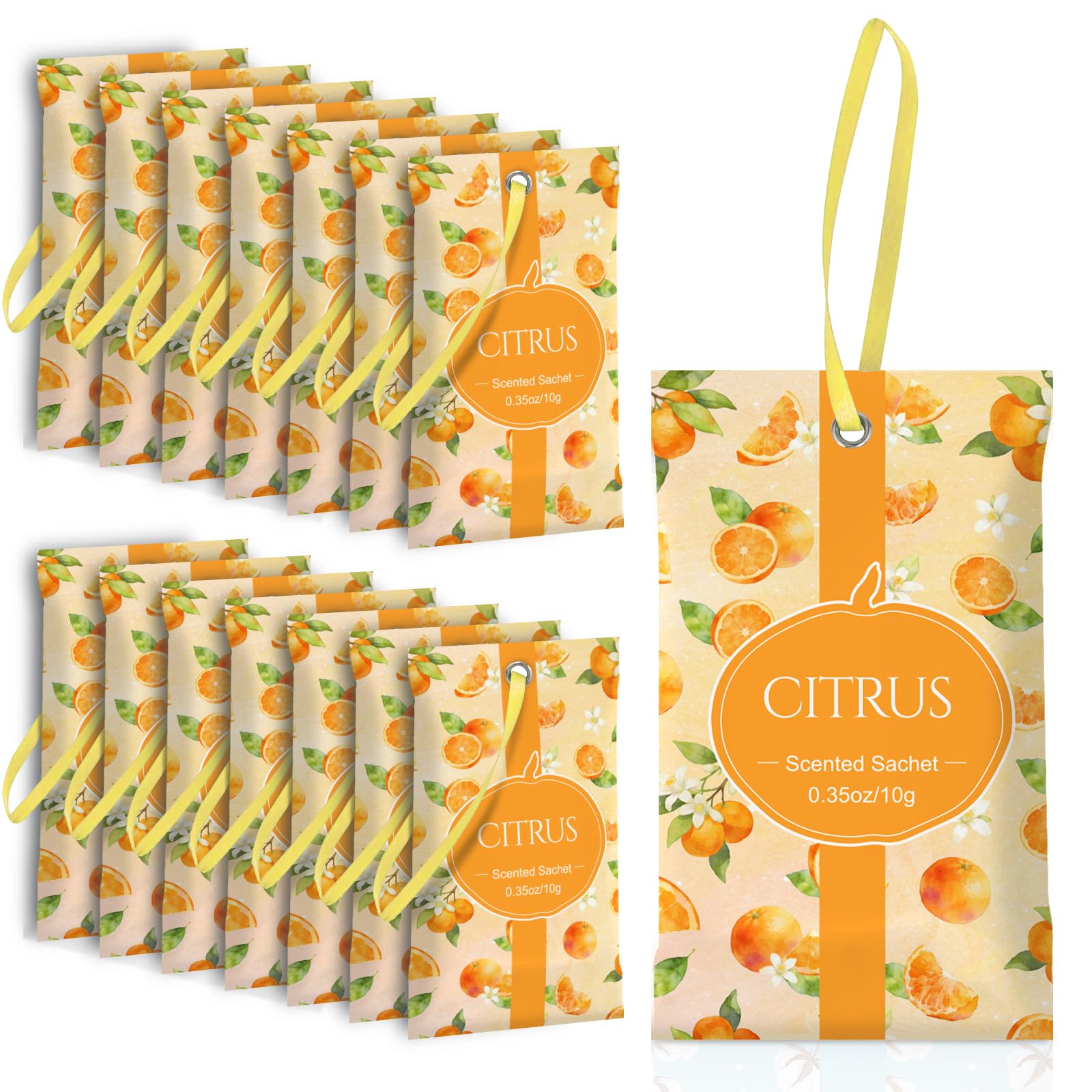 SCENTORINI Scented Sachets for Drawers and Closets, Citrus Scent 14 Pack