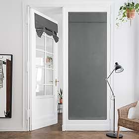 HOMEIDEAS Cortinas de porta francesas cinza, cortinas blackout de privacidade, persianas de 66 x 203 cm para janela de vidro, cortinas de amarrar com isolamento térmico para quarto, 1 painel