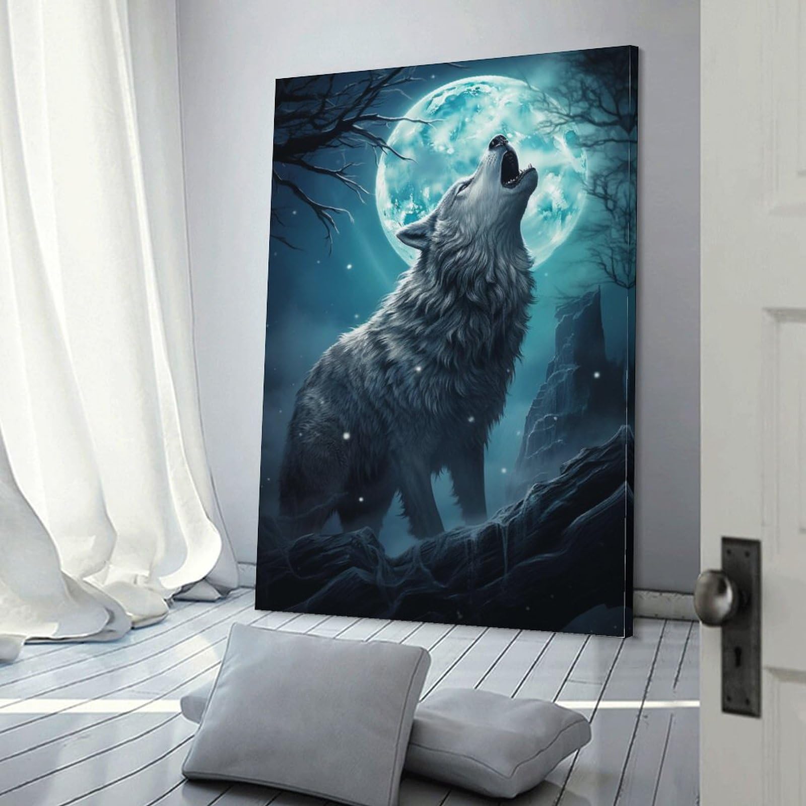 Lapremoly Leinwand-Wandbild Wolf – 61x121 Cm, Abstrakte Landschaft, Auf Keilrahmen Gespannt, Fertig Zum Aufhängen, Moderne Wohnzimmer-Deko