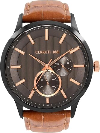Cerruti 1881 - Orologio da uomo, in pelle, colore: Marrone : Amazon.it:  Orologi