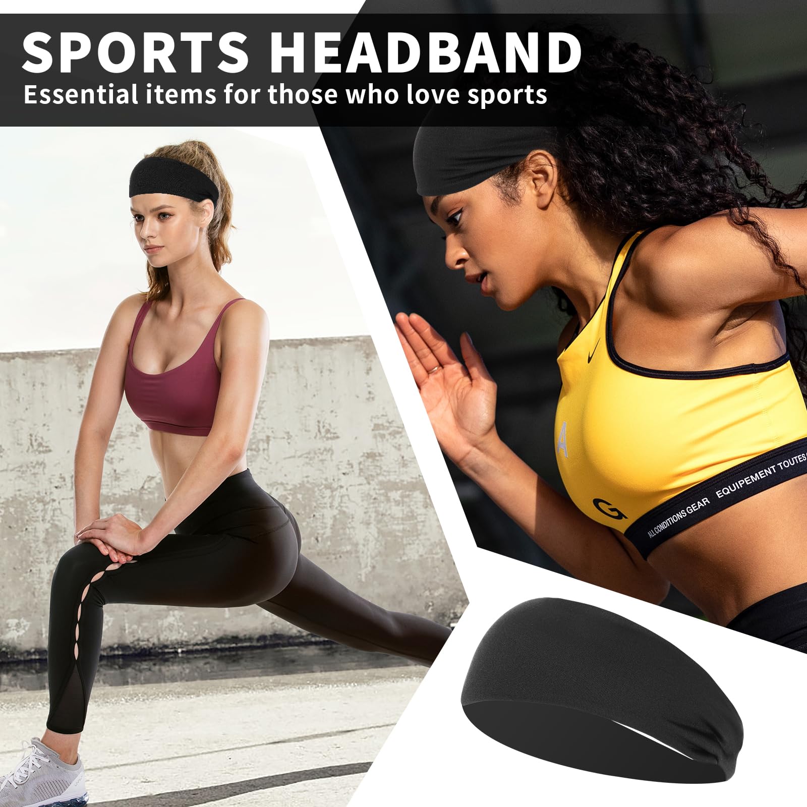 Diademas deportivas para mujer, absorbe la humedad, elegante, cómoda y elástica, antideslizante, deportes, yoga, artículos esenciales para correr, absorción de sudor y secado rápido