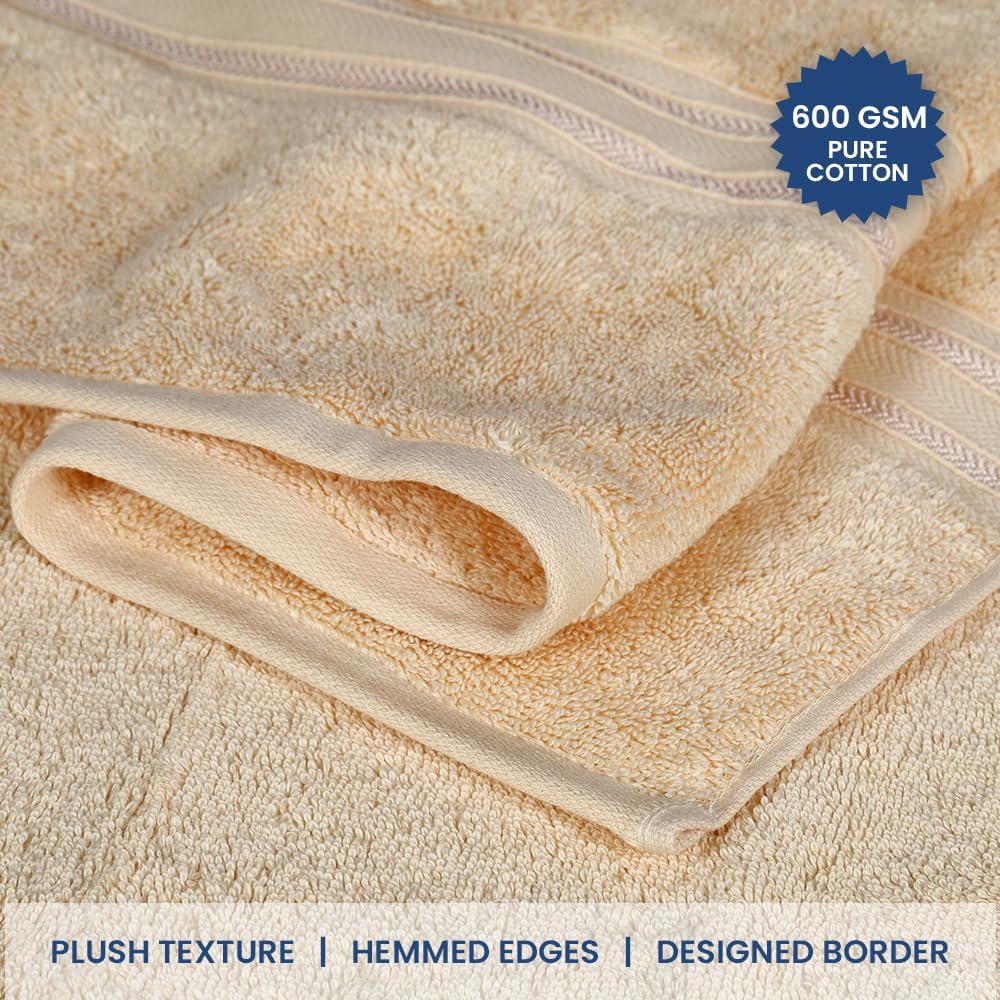 Casa Lino Set of 4 Luxury Linen Bath Towels Extra Large | 100% Soft Cotton 600 GSM Thick Absorbent Quick Dry Hotel Bathroom Towel for Home | 30"x60" | Linen