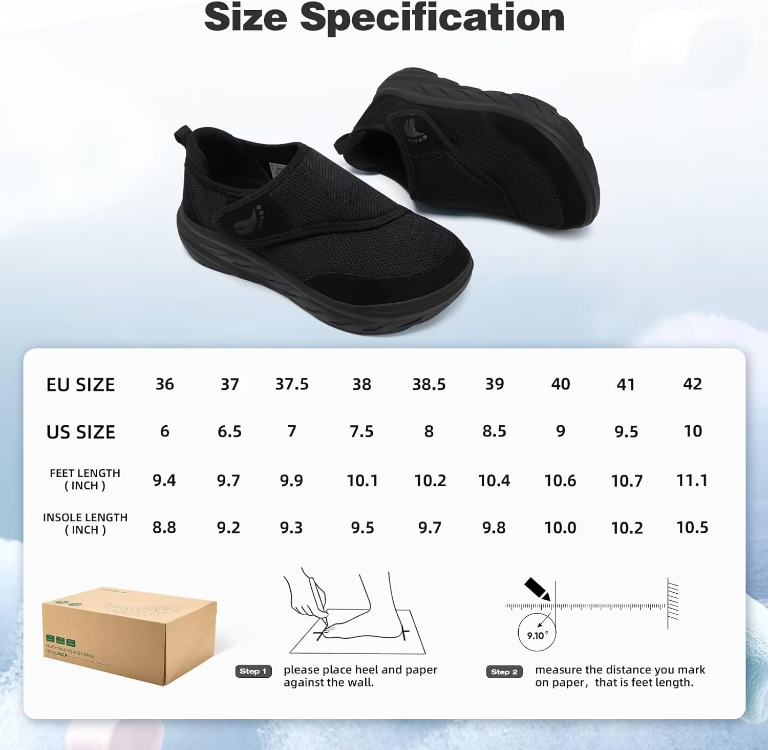 Women's Orthopedic Diabetic Wide Walking Shoes: Comfortable Arch Support Plantar Fasciitis Orthotic Slip On Loafers, Casual Hammer Toes Flat Feet Bunions Adjustable Shoes for Foot Heel and Pain Relief - Image 8