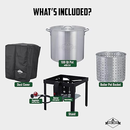 Miniatura 2 de Hike Crew Kit de ebullición al aire libre de 100 cuartos con encendedor, juego de caldera de mariscos de 110,000 BTU para cocinar al vapor o cocinar
