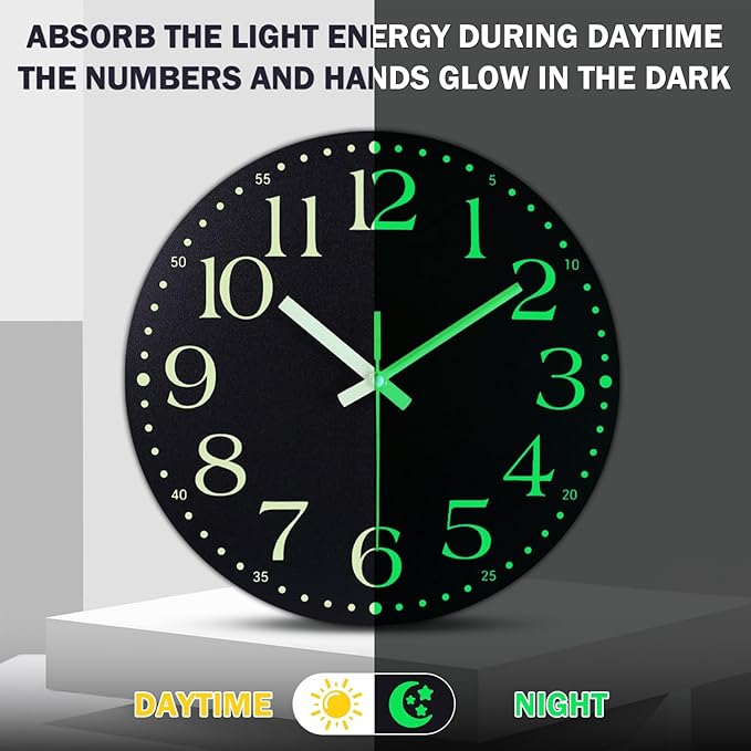 Reloj de Pared Ziprote 12 Pulgadas Analógico Silencioso con Luz Nocturna miniatura 3