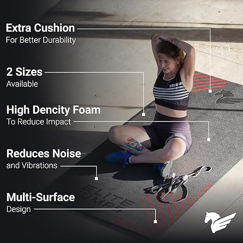 Miniatura 7 de Elite Jumps - Do Hard Things - Cuerdas de saltar con cuentas de 1 pulgada - Materiales fuertes y duraderos - Negroblanco con alfombrilla de cuerda