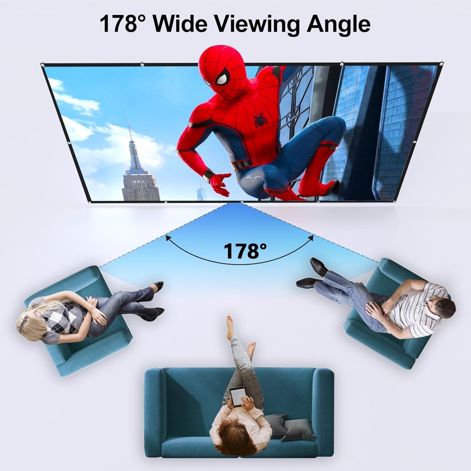 FUDONI Projector Screen Wide Viewangle ing