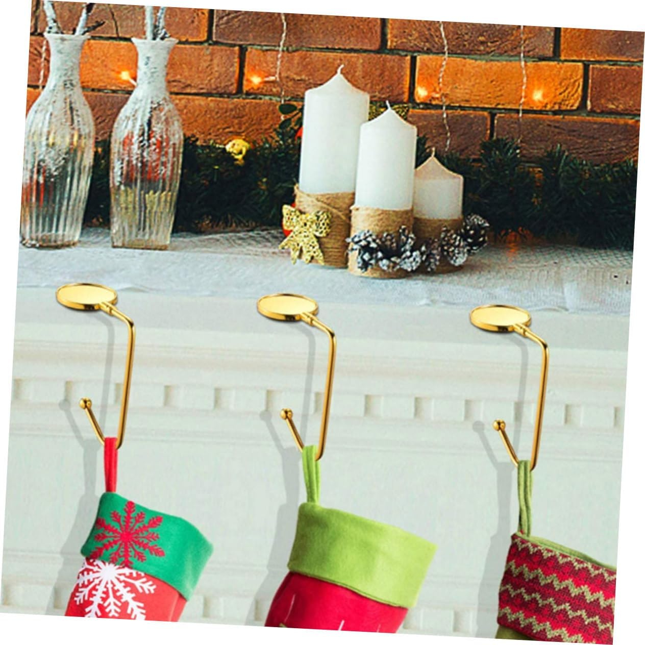 6pcs Christmas Socks Hangers Elegant Desktop Bag Hooks for Festive Decoration for Mantels and Fireplaces No Damage to Simple and Stylish Design