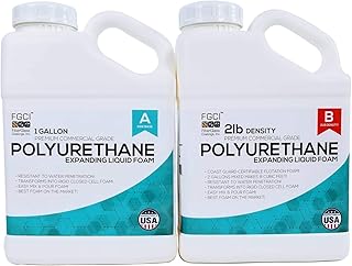 EXPANDING POLYURETHANE FOAM KIT, COAST GUARD FLOTATION CERTIFIABLE. Perfect for all your foaming needs! 2 LB DENSITY, 1 GALLON PART A & 1 GALLON PART B