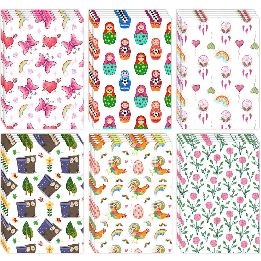 Diamond Painting Release Paper Decorative, Pack of 60 Paper Cover Replacements Butterfly Dreamcatcher Owl Rooster Decor for 5D DIY Painting with Diamonds Tool (105x148mm,6 Styles, 10 Each)