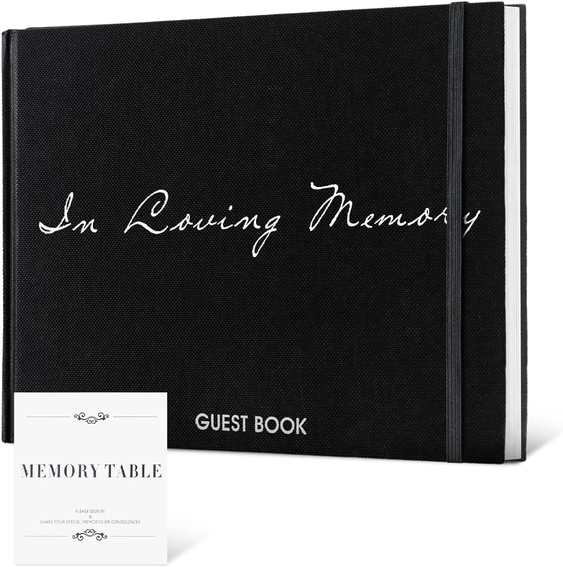 Funeral Guest Book for Memorial Service, In Loving Memory Sign in Guestbook | Celebration of Life Guest Book, Guest Sign in Book with Line, 9"x7" 160 Pages Hardback Keepsake Book for Condolence, Black