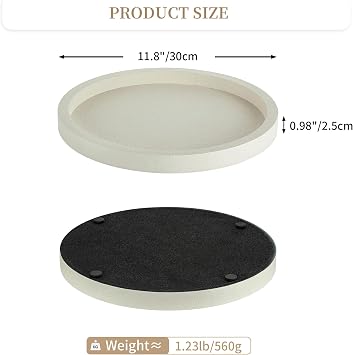 Hanobe Decorative Trays for Coffee Table: White Round Tray for Home Decor - Modern Farmhouse Decor for Living Room Kicthen Entryway Table
