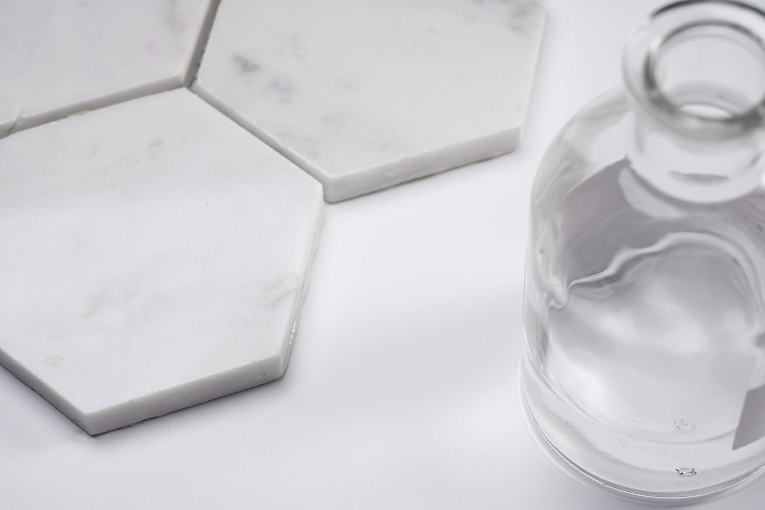 Marble Mosaic Tile for Kitchen Backsplash, Bath Tub Surroundings, Bathroom Shower Floor Etc, 3"X3" Hexagon, Polished (Sample 5"X5", CWMM3HEX-A - Carrara White)