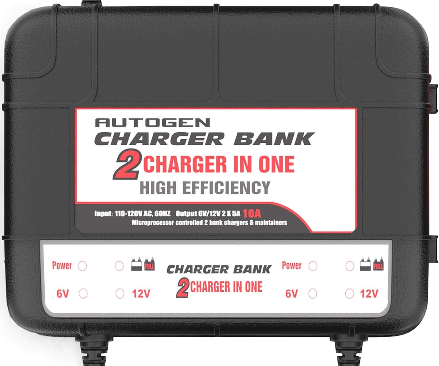 AUTOGEN 2Bank Marine Battery Charger, 10Amp (5Amp Per