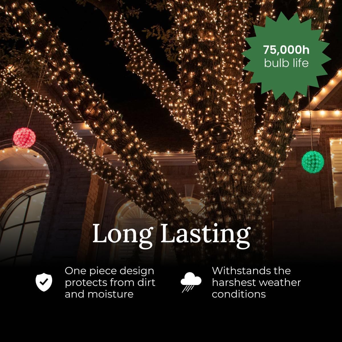 Pro Christmas T5 LED Christmas Lights - 70 Count Classic 5mm String Light Set - Professional Grade Indoor/Outdoor Commercial Holiday Lights for Trees, Bushes, & Décor - 2800K Warm White