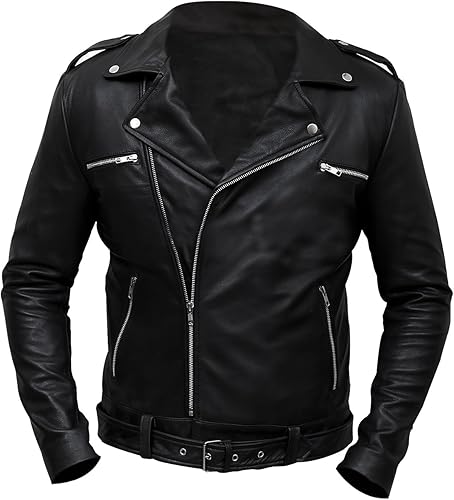Miniatura 2 de Mens Motorcycle Leather Jacket Black - Real Lambskin Asymmetrical Rider Jacket for Bikers Genuine Leather