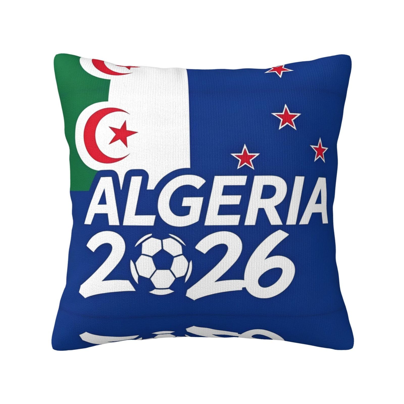 Algeria-Flag Print Decorative Throw Pillow Covers for Sofa, Outdoor and World Cup Celebrations