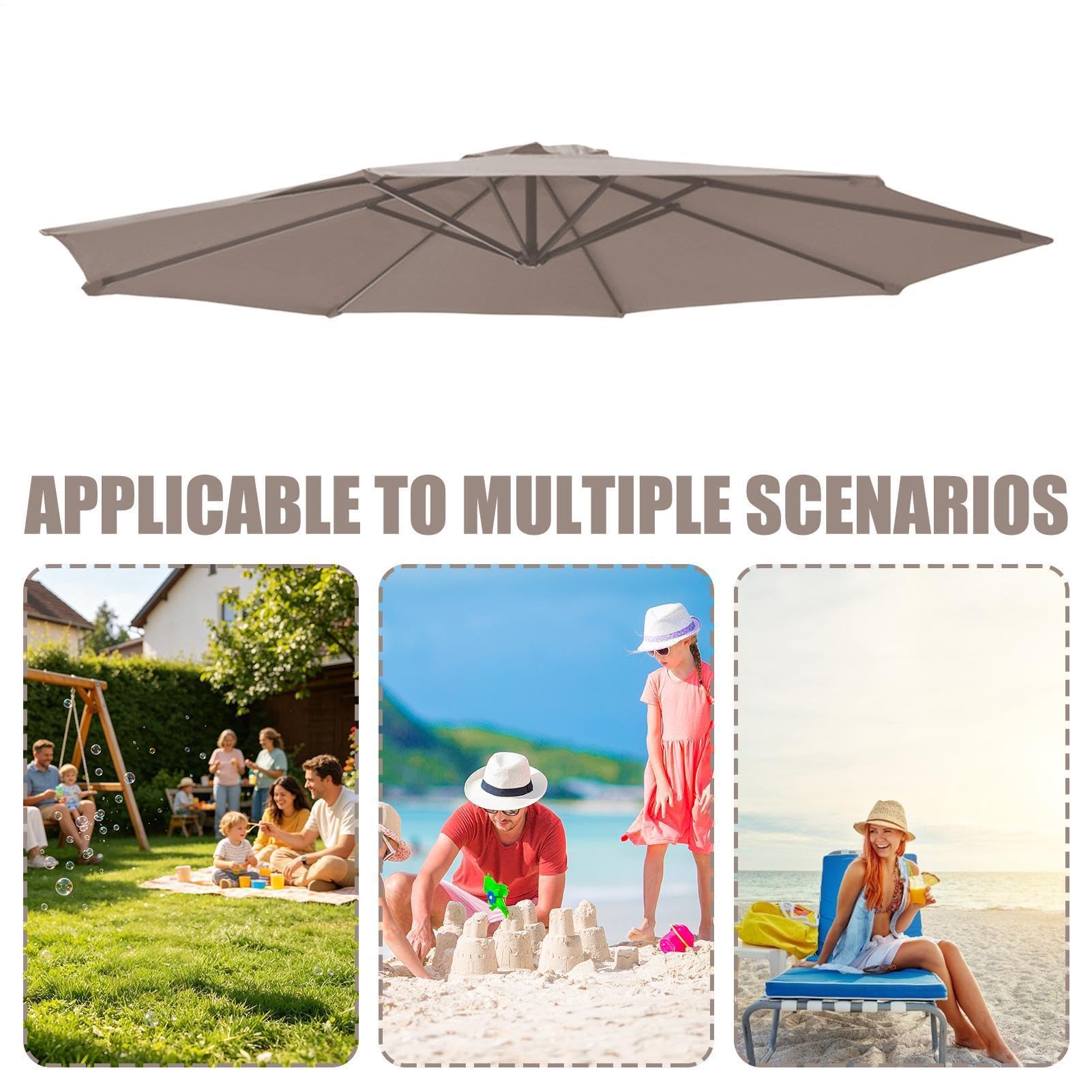 Parasol przeciwsłoneczny na patio | Zdejmowana ochrona przed promieniowaniem UV Łatwe nachylenie i łatwa korba | Zewnętrzny parasol na zewnątrz, na plażę, ponton, ogród, park, podwórko, taras, do