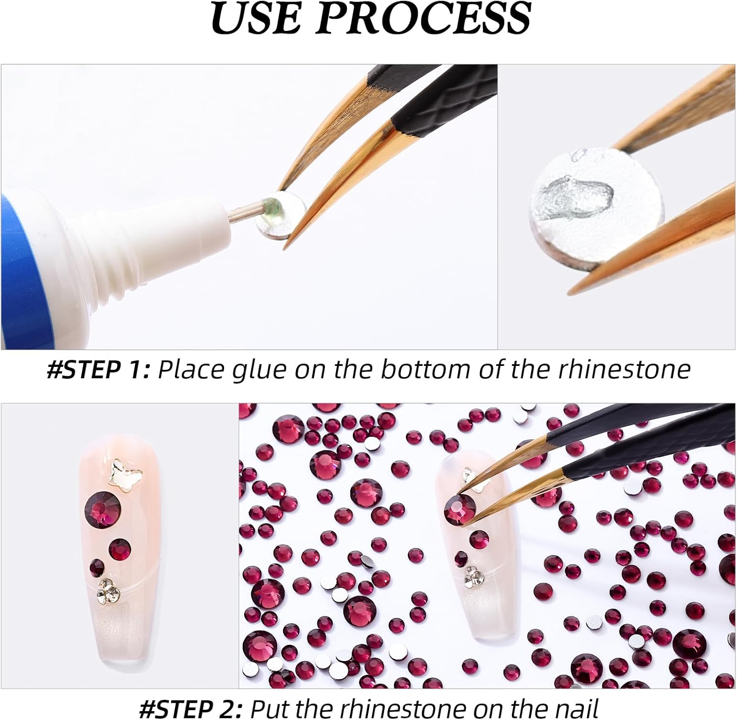 Purple Flatback Rhinestones, Glass Rhinestones for Nail Art and Craft, Glue Fix, Loose Crystal Gemstones(Purple, SS20, 1440pcs, 4.6-4.8mm)