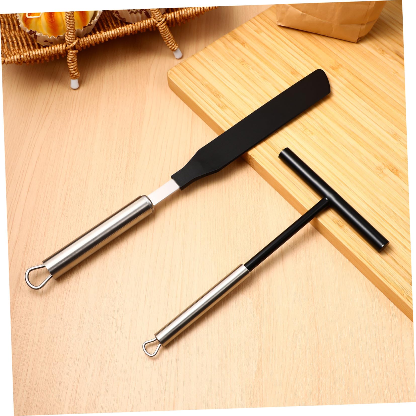 TOYANDONA Espátulas de Acero Inoxidable para Crema y Pancakes Rascador para Tartas y Crepes Herramientas de Repostería Duraderas y Seguras para Hornear