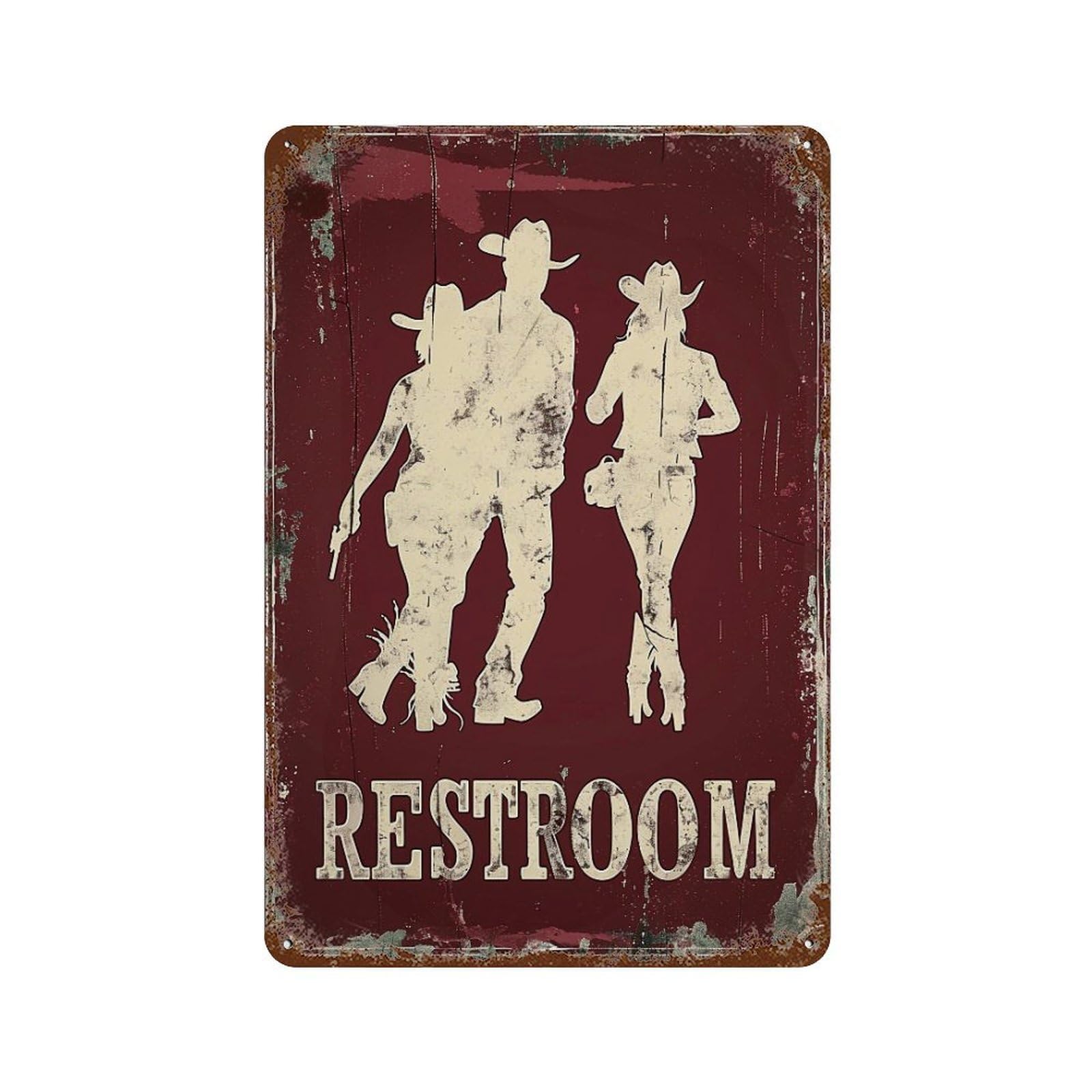 FHUYEURHRY Western Cowboy Restroom 01 Wall Decor Retro Iron Vintage Art Metal Tin Sign Poster Modern Home Cofffee Club Art Bar Shop Decorations Style-3 30x20cm