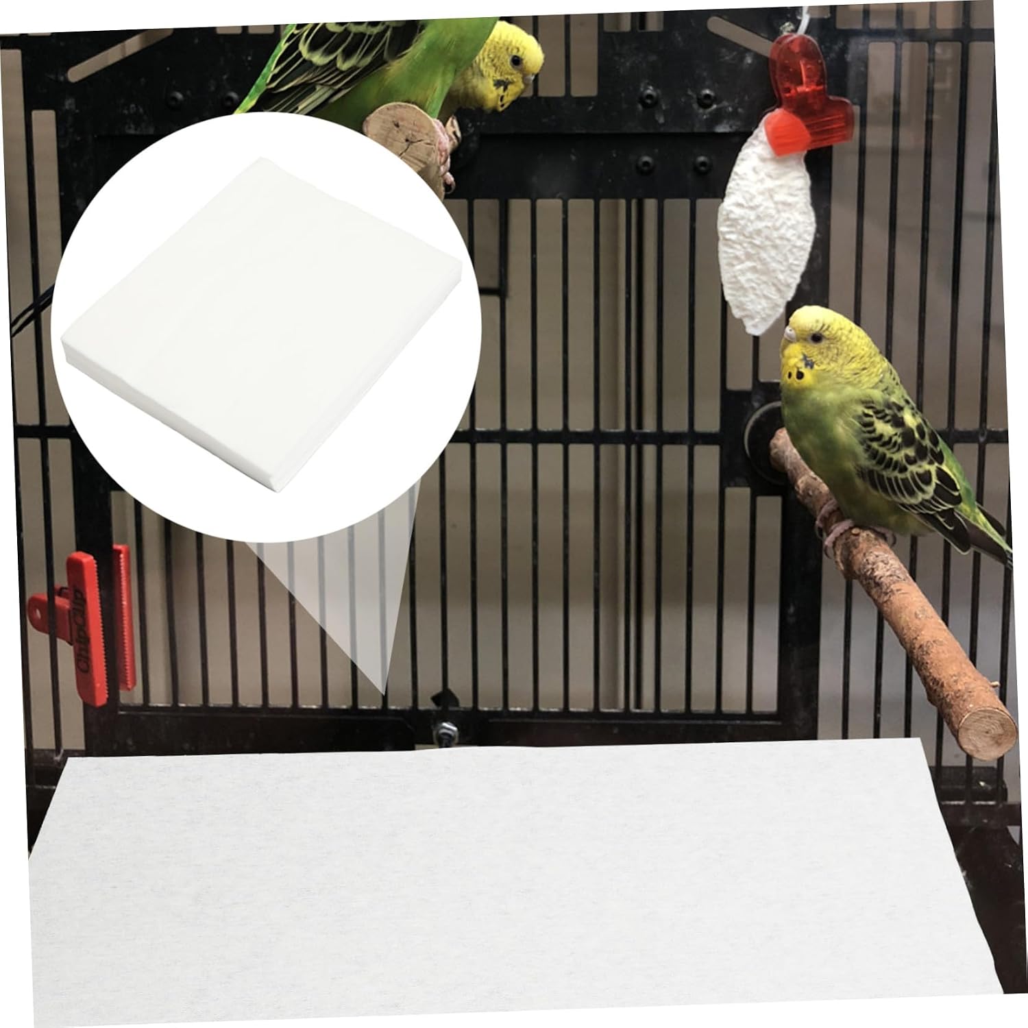 ibasenice 100pcs Bird Cage Liners Absorbent Pet Bird Cage Pads Cushion Mats for Parrots Cockatiels Easy Cleanup Natural and Material