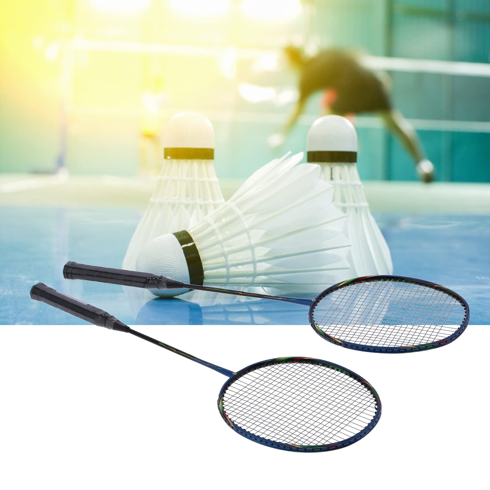 Set di Racchette da Badminton per 2 Giocatori in Composito di Carbonio Leggero per Sport All'aria Aperta per Adulti 2 unità