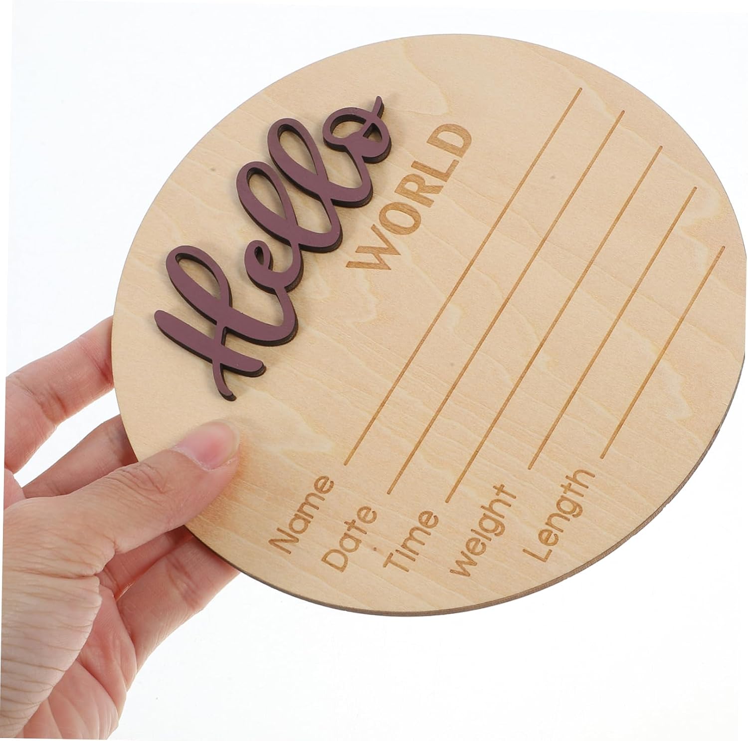 Baby Name Announcement Sign for Newborn Photography Round Wooden Birth Announcement Card Name for Infant Baptism and Gender Reveal