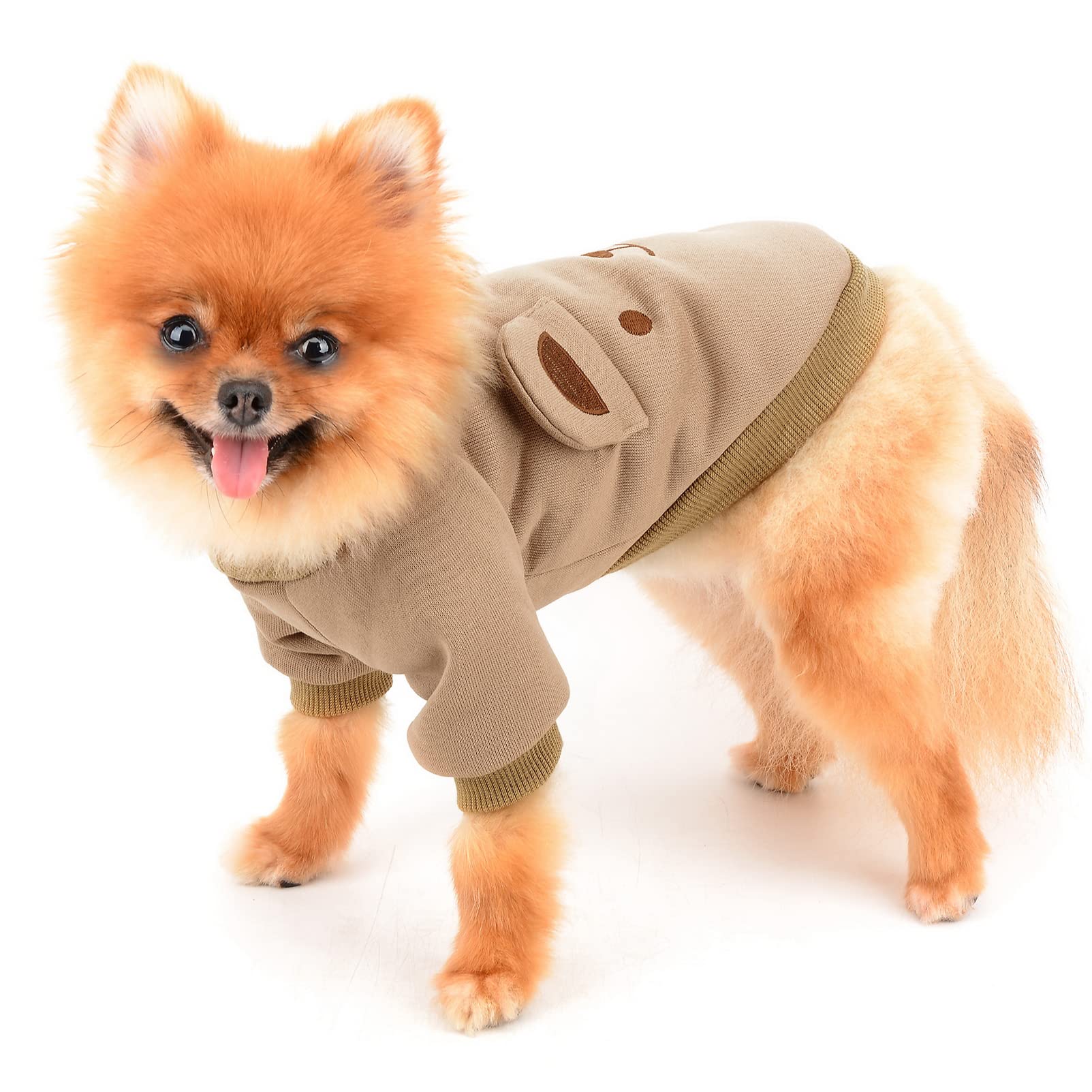 SMALLLEE_LUCKY_STORE Puppy Fleece Sweatshirt Pullover Jumper Sweater Cute Bear with Ears for Small Medium Dogs Cat Boy Girl Yorkie Chihuahua Kitten Warm Autumn Winter Clothes,Brown,XL - Image 2