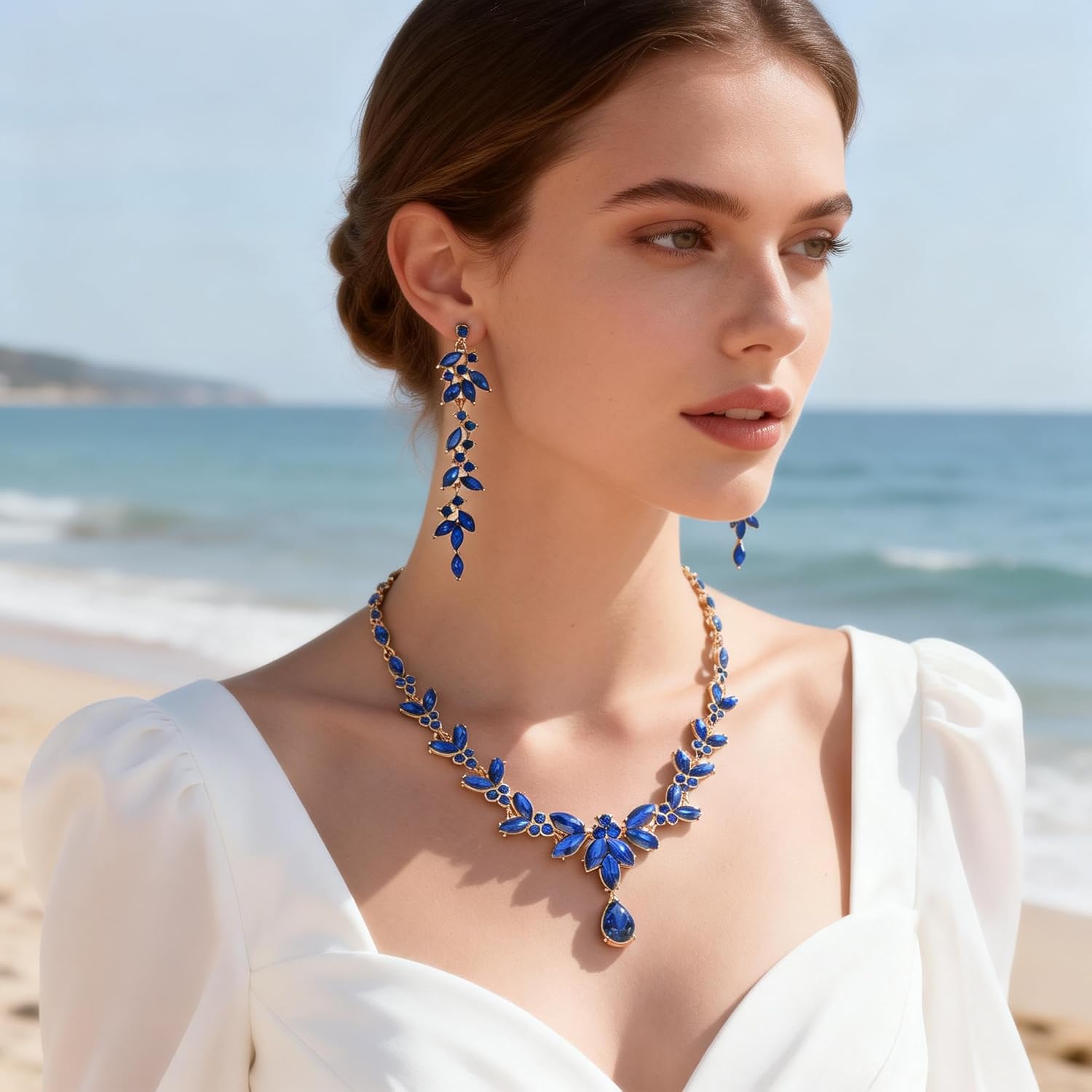 Kamirola Bridal Wedding Jewelry Set for Women/Brides/Bridesmaids Crystal Jewelry Set for Wedding Prom Party Bridal Crystal Necklace Earrings Bracelet Set - Image 2