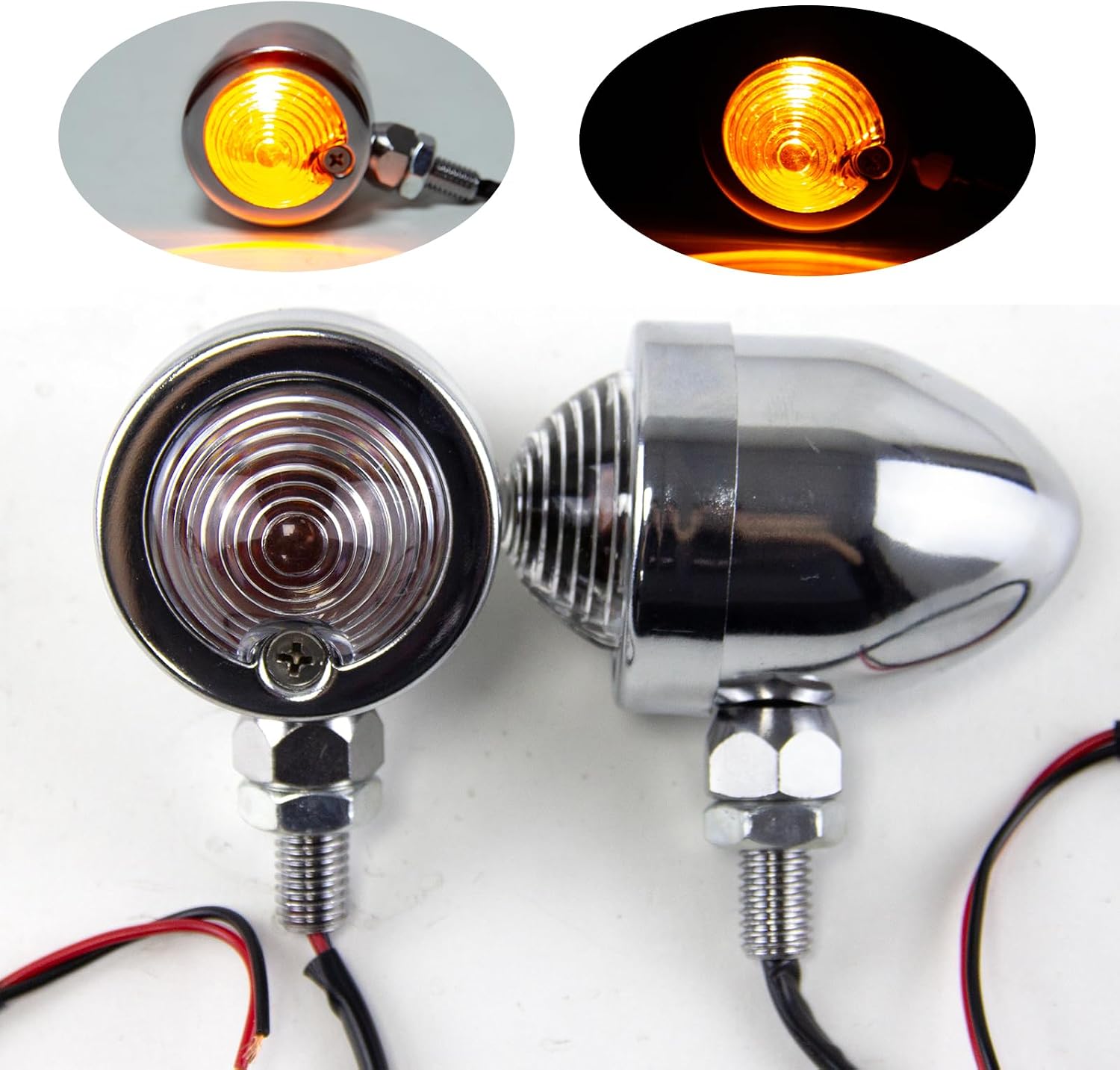 Generic Motorcycle Turning Signal Lights Lamp for Suzuki Kawasaki Harley Davidson Choppers Cruisers Indicator Blinkers Light (silver), XLW 0069