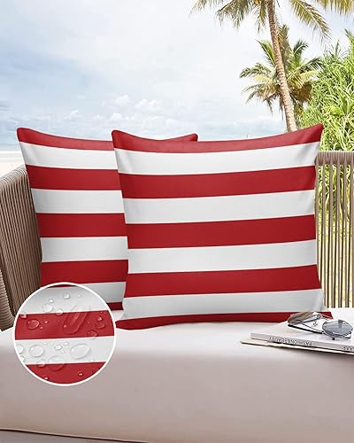 Miniatura 6 de Fundas de almohada de exterior impermeables de 18 x 18 pulgadas, fundas de almohada de poliéster con rayas blancas y negras, fundas decorativas para