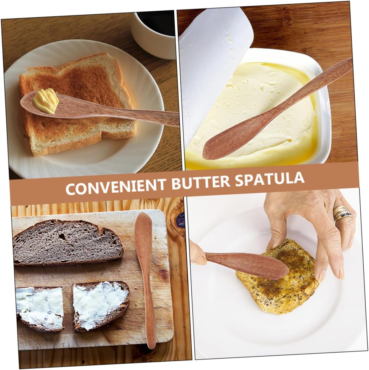 6pcs Wooden Butter Scrapers for Jam and Cheese Spreading