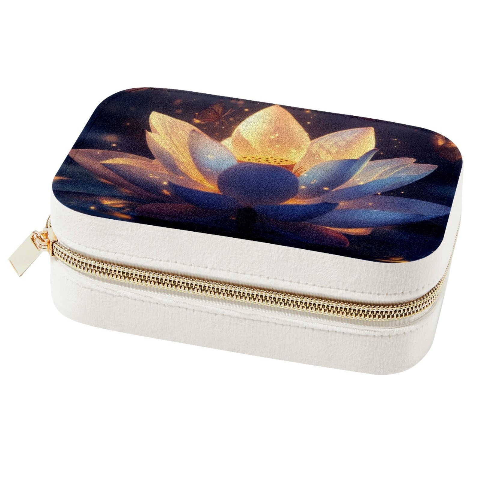 Boîte à bijoux portable papillon lotus pour bagues et colliers