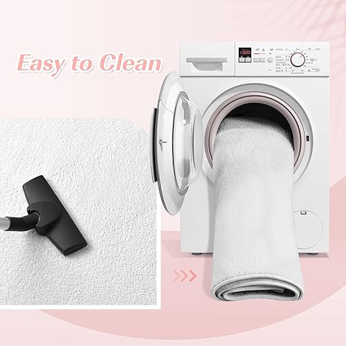 Miniatura 9 de Alfombras de área grandes para sala de estar y dormitorio, alfombra blanca de 5 x 8 pies, alfombra shag moderna minimalista, alfombra suave y gruesa