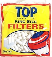 TOP 18mm Premium King Size Filter Tips - 200 Pack Cellulose RYO Filters for Clean Taste & Even Burn