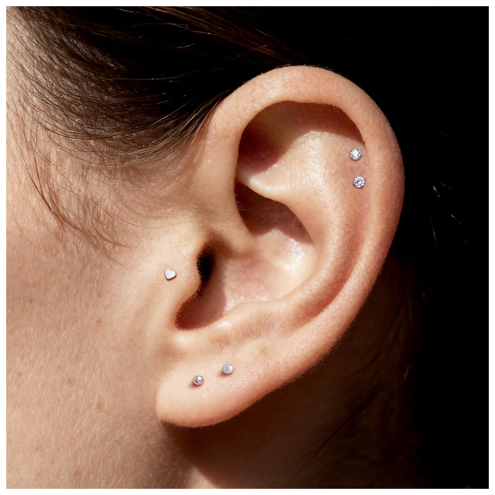 Anillos de labio de 16 g, acero inoxidable, ópalo labret monroe para labio, cartílago, tragus, hélice, pendientes de medusa, 8 mm, 28 unidades