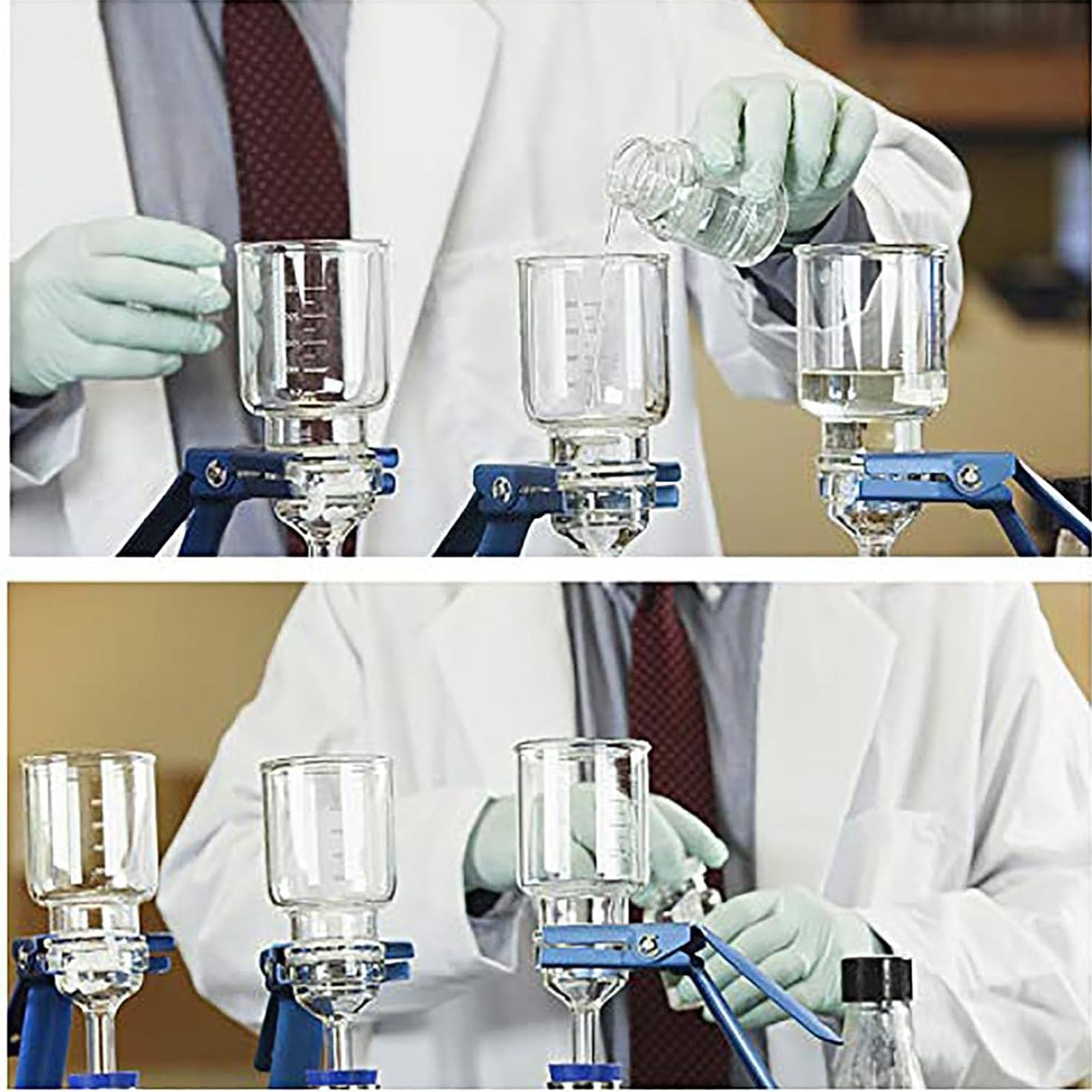 Aparato De Filtración Al Vacío De Laboratorio, Conjunto De Filtración Al Vacío De Vidrio De Borosilicato, con Botella De Filtro De 1000 Ml Y Embudo De 300 Ml, Cuello De Perno con Tubería