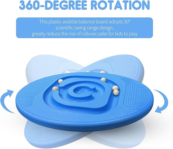 Kids Balance Board - Wobble Trainer for Ski Surf Snowboard, Non-Slip Sensory Rocker Ages 3-12, Core Therapy & Skate Prep
