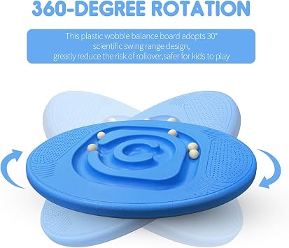 Kids Balance Board - Wobble Trainer for Ski Surf Snowboard, Non-Slip Sensory Rocker Ages 3-12, Core Therapy & Skate Prep